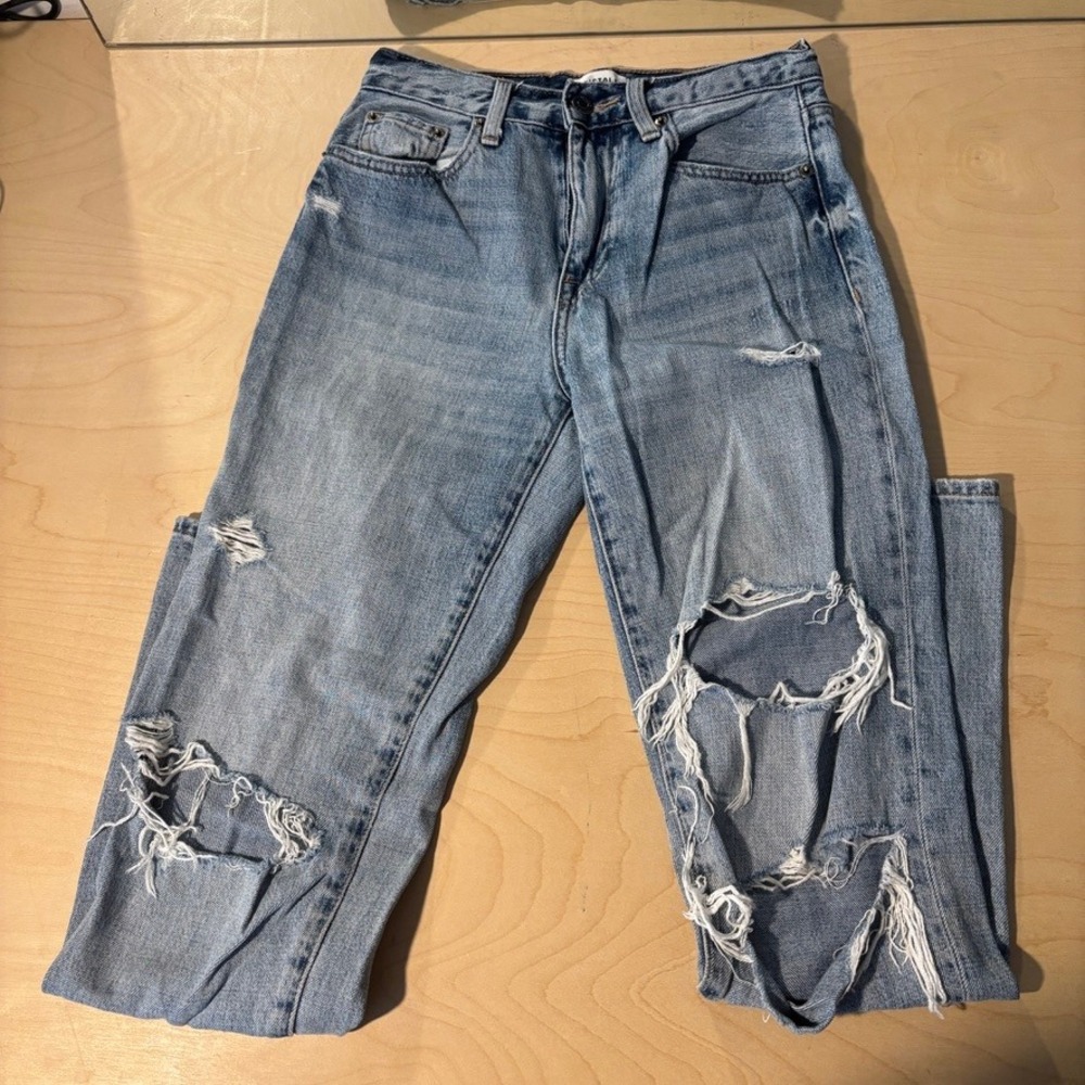 Pistola Presley Jeans Women Sz 24 Blue Distressed High Rise Vintage 90s
